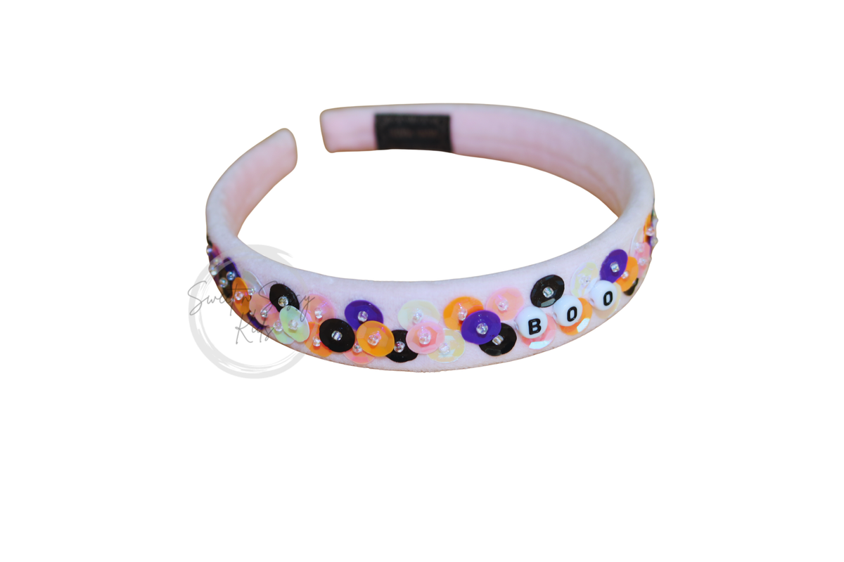 Light Pink Velvet Sequin Headband, Halloween