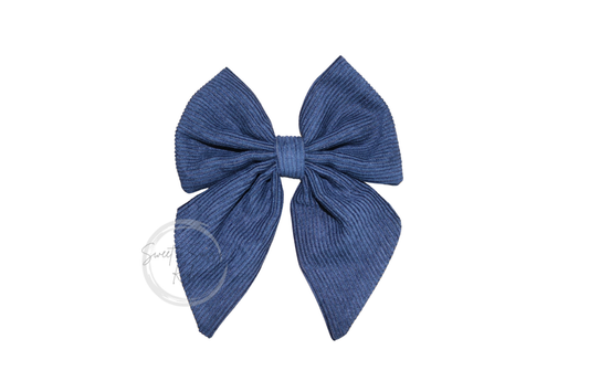 Navy Corduroy Sailor Bow