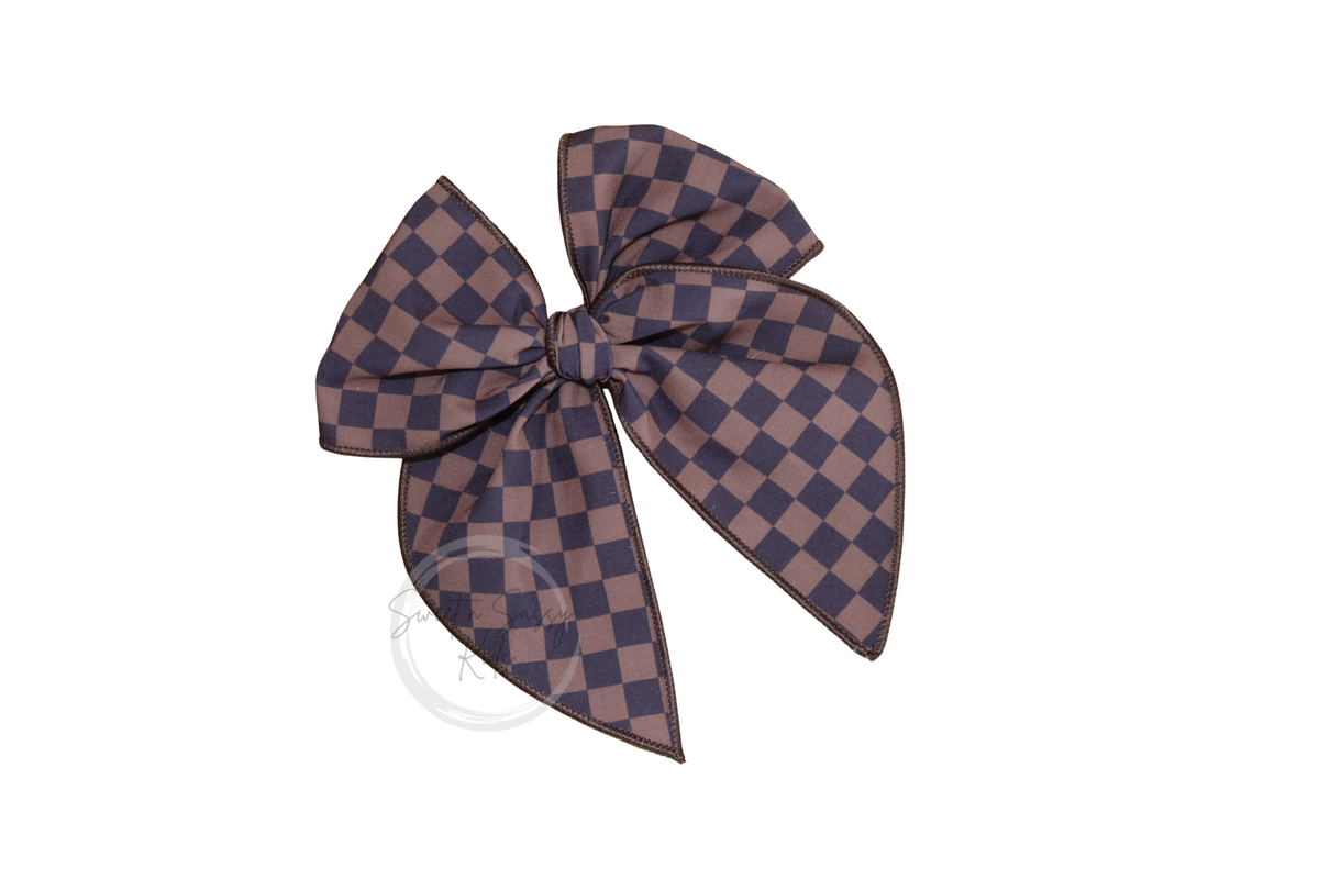 Brown Checkered Fable Bow
