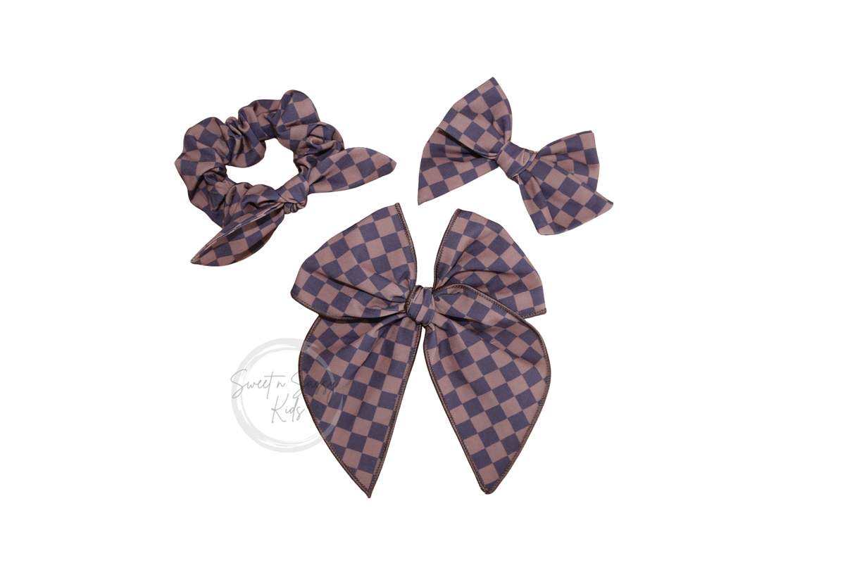 Brown Checkered Fable Bow