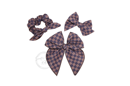 Brown Checkered Fable Bow