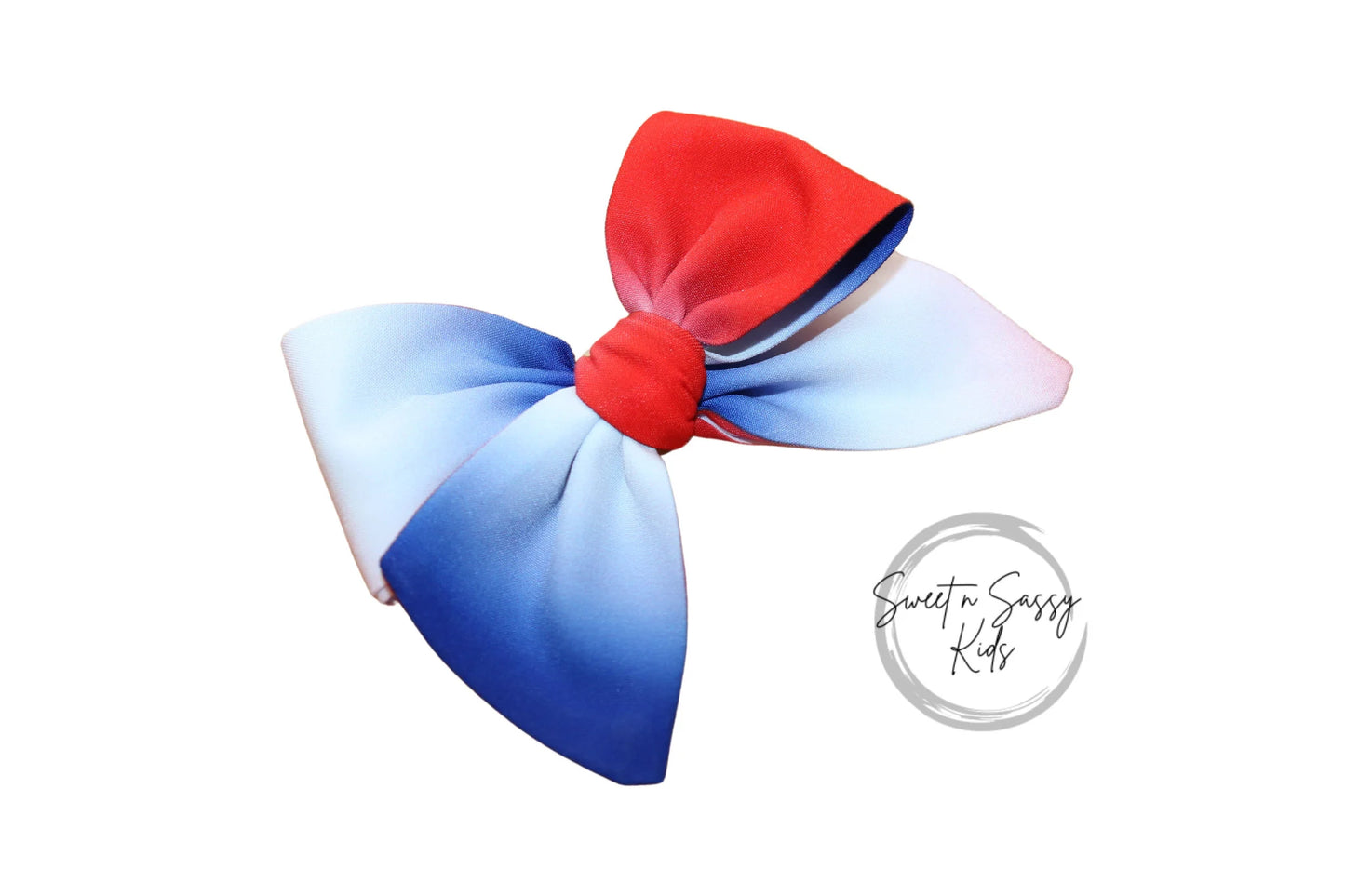 Ombre Red White Blue Hair Bow or Headband, 3.5 inch