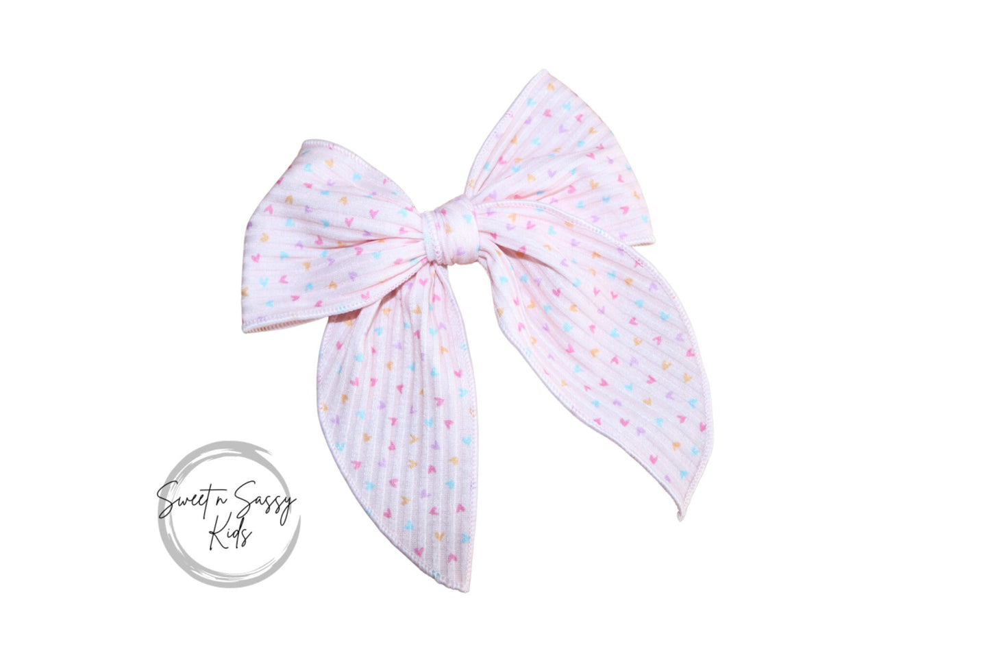 Pastel Hearts Hair Bow, 5.5 inch