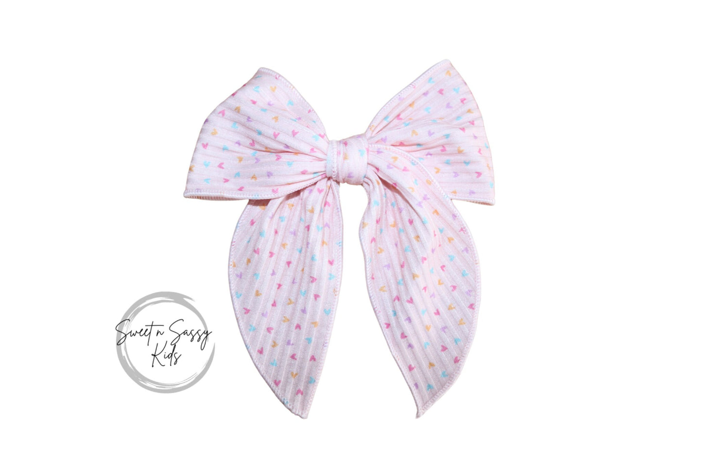 Pastel Hearts Hair Bow, 5.5 inch